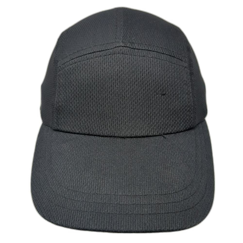 Headsweats 5 Panel Black One Size Running Hat Performance Quick Dry Strapback
